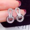 Brincos Europeus e Americanos Transfronteiriços Cao Shi Exagerados Microincrustados Quadrado Escada Zircônia Brincos Femininos Luxo Exquisite Círculo Joia de Cobre