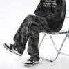 Calça Jeans Camuflada Masculina, Primavera e Outono, Marca Tendência Estilo Americano, Workwear Retrô, Calça Casual Solta de Corte Reto, Forrada com Lã Espessa para o Inverno