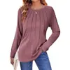 2024 Outono Casual Feminino Corset Outerwear Camisa de Manga Longa Camisa de Cor Sólida Moda Corset Plissado Camisa Externa