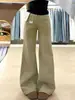 Jeans de mujer color caqui, nuevo estilo de verano, sencillos y modernos, de tiro bajo, holgados, ligeramente acampanados, elegantes y versátiles, pantalones de largo completo