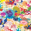 Papel de presente revestido (rolo) 60cm. Mod.333 Rabiscos Coloridos