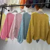 Suéter de punto de cuello redondo de hilo de color dopamina de principios de otoño para mujer, alta calidad, corte holgado, adelgazante, suave y delicado