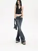 Jeans de Cintura Baja Estilo Yimengling para Mujer 2026 Nuevo Estilo Americano Azul Oscuro Diseño Chica Picante Pantalones Ligeramente Acampanados