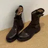 Botas Martin Super Estilosas 2026 para Mujer, Estilo Británico Retro de Nicho con Hebilla de Cinturón, Efecto Adelgazante, Tacón Grueso, Cremallera Lateral, Estilo Motociclista de Exportación