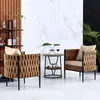 Cadeira de Rattan para Exterior Mesa e Cadeira de Lazer para Varanda Sofá de Rattan Criativo para Pátio Cadeira de Jardim Mesa e Cadeira para Exterior