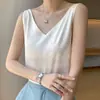 Camisola de verano para usar como prenda exterior, adecuada para llevar debajo de un traje, chaleco satinado estilo coreano con estampado de jacquard de seda de acetato, top de color liso para mujer