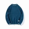 Suéter de punto para hombre, otoño e invierno, camisa fresca, jersey de cuello redondo, color de contraste, informal, combina con todo, suéter cálido