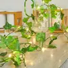 Simulación Guirnalda de Hojas Verdes Alambre de Cobre Luces de Cadena Caja de Regalo de Navidad Luces Decorativas Interior Exterior Jardín Hojas Luces de Hadas LED