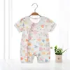 Nuevo mameluco de verano transpirable de manga corta para bebé, ropa de aire acondicionado para recién nacidos, ropa de verano para niños y niñas, mameluco sin costuras Clase A
