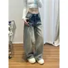 Jeans Retrô Americano Plus Size Espessado com Forro de Lã para Mulheres, Outono e Inverno, Cintura Baixa, Emagrecedor, Perna Reta, Perna Larga