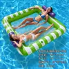 Flotador Inflable Cuadrado Rayado Verde Menta Nuevo Transfronterizo Piscina Tomar el Sol Doble Espesor Cama Flotante Grande para Agua