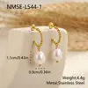 Pendientes de Aro Retorcido en Forma de C de Acero Inoxidable con Colgante de Perla Natural, Estilo Nuevo Transfronterizo Europeo y Americano, Joyería para Mujer Estilo Francés de Lujo Ligero al por Mayor