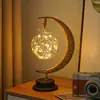 Luz de estrelas e lua LED Amazon transfronteiriça bola de rattan de maçã luminária de mesa criativa corda de cânhamo ferro USB luz noturna decorativa