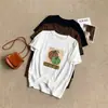 Camiseta de Algodón con Estampado de Calabaza y Copo de Nieve a la Moda para Reducir la Edad para Mujer, Top Fresco de Verano Holgado Casual con Cuello Redondo Adelgazante para Mujer