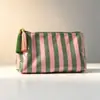 Bolsa de Maquillaje Rayada de PVC 2026 Nueva con Borlas y Cremallera, Neceser de Viaje Impermeable