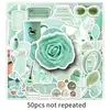 50 piezas de pegatinas de estilo ins verde menta personalizadas transfronterizas pequeñas frescas creativas para tazas decorativas, carcasas de teléfono móvil, pegatinas para tarjetas goo