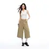 YECHUAN# Jeans Rectos Color Caqui de Siete Cuartos Verano Sueltos Retro Americano Versátiles Adelgazantes de Pierna Ancha