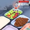 Prato Retangular de Palha de Trigo Prato de Plástico para Macarrão de Arroz Bandeja Simples Prato de Jantar Doméstico Prato de Frutas Em Estoque