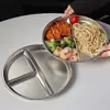 Plato de Acero Inoxidable 304 para Comida Reductora de Grasa con Compartimentos para Adultos, Especialmente Diseñado para la Pérdida de Peso, Plato de Control de Porciones para Desayuno Infantil, Bol con Tres Compartimentos