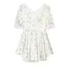 Moda europea y americana transfronteriza Bestseller de AliExpress: elegante enterizo vestido con estampado de espiga francés y cuello en V