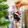 Nuevas Decoraciones Navideñas Gato Perro Sombrero de Papá Noel Colgante Acrílico Plano Festivo Joyería Infantil Colgante