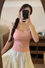 Camisola Chaleco de Algodón para Mujer con Almohadilla en el Pecho con Encaje y Oreja Uso Interno Uso Externo Espalda Hermosa Top Tubo sin Mangas Camisa Base