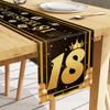 Nuevo Camino de Mesa de Lino Estampado Transfronterizo Fiesta de Cumpleaños Tema Negro Dorado Aislamiento de Mesa Festivo Mantel Antiincrustante al por Mayor