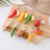 Colgante Llavero de Maíz de Ajo Simulado Pimienta Edamame Nuez Dátil Rojo Semilla de Loto Camarón Naranja Colgante de Bolsa