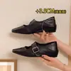 Sapatos Mary Jane Pontudos Estilo Brogue Esculpido Retrô para Mulheres, Verão, Tira Única com Fivela, Corte Baixo, Aumentadores Internos de Altura, Sapatos Únicos, Sapatos Femininos