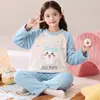 Pijama para Niños Otoño e Invierno Franela Felpa Fina Manga Larga Conjunto Niñas Niños Medianos y Grandes Estudiantes Ropa de Casa Niños Nuevo Estilo