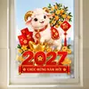 Tiktok Vietnam Año Nuevo Decoración de Vidrio Roja 2027 Pegatina de Vidrio Lingotes de Oro Oveja Pequeña Adhesivo Estático Venta al por Mayor