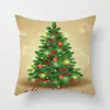 Funda de almohada creativa navideña estilo caricatura pintada a mano Funda de cojín decorativa de árbol de Navidad, trineo, Papá Noel