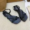 Sandalias de diseño de punta cuadrada para mujer, nuevas de moda verano 2026, sandalias versátiles de suela blanda y tira fina