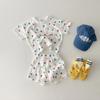 Estilo K de Ins Traje Refrescante de Algodón para Niños Manga Corta Verano Bebé Cuadros de Corazón Camiseta Casual y Shorts Conjunto de Dos Piezas