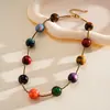 Collar de cuentas geométricas ovaladas acrílicas transfronterizo europeo y americano, cadena para la clavícula simple y de lujo discreto, accesorio para mujer estilo vacacional