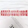 30 Piezas de Tiras Codificadas, Uñas Pre-Hechas, Manicura Ojo de Gato Rojo, Portables, Uñas Portables Heladas Hechas a Mano, Uñas Cortas