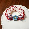 Scrunchie fofo infantil com estampa floral de cerejeira para meninas, elástico para coque, corda para rabo de cavalo, acessório de cabelo para meninas