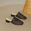 Meias Pantufa Retro Francesas Baotou para Mulheres, Sandálias Mulas de Malha Trançada Respiráveis de Verão Nova Moda Que Não Cansam os Pés