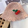 Estilo Coreano ins Margarita Estilo Fresco Sombrero de Paja para Niños Sombrilla de Verano Protector Solar Niña Bebé Protector Solar Paja Bolsa de Cereza