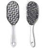 Peine Mosquito de Cerda de Jabalí Bicolor Plateado con Purpurina Electrochapada para Peinado Voluminoso, Peine Masajeador, Cabello Suave, Sin Nudos, Peine de Peluquería