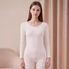 Ropa interior térmica de modal para otoño e invierno para niñas, tops y pantalones térmicos cómodos de alta elasticidad para mujer, nuevo conjunto ajustado, camiseta de capa base