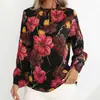 2024 AliExpress Amazon Venta Caliente Camisa Casual de Manga Larga Estampada Top para Mujer