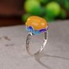 Anillo de plata de ley S925 con forma de huevo, diseño de cera de abejas, hueco, de Ruyi y cloisonné, estilo retro, elegante y con personalidad de nicho.