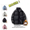 Jaqueta de algodão de cor sólida, com gola alta, para uso externo, para adolescentes, estilo casal outono/inverno, à prova de vento e quente, grossa e de corte solto, peça de vestuário externa