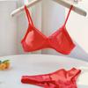 Trivia Roja# Este Año de Vida traje Ropa Interior Roja para Mujer Pecho Pequeño Levanta-busto Amigable con la Piel Sin Aro de Acero Sujetador Anticaída