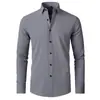 Camisa de manga larga para hombre elástica en cuatro direcciones sin planchar talla europea camisa de hombre drapeado formal
