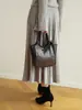 Bolso Cesta de Piel de Vaca con Patrón Agrietado Retro a la Moda, Bolso de Piel Genuina para Mujer, Bolso de Mano Versátil de Piel de Vaca de Primera Capa para el Trabajo