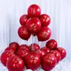 Balões de Casamento de 10 polegadas, Camada Única, Cor Vermelho Brilhante Romã, Cor Dopamina Chanel, com Palavras Felizes, Balões para Decoração de Quarto de Casamento