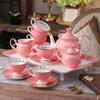 Juego de Té de la Tarde estilo Británico de Alta Gama Exquisito Juego de Café Lujo Ligero Calado Hogareño Taza y Plato de Café de Porcelana Fina