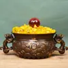 Bol de Tesoro Pixiu con Manchas Doradas de Latón Completo Hongda, Bol de Riqueza con Pátina Retro Estilo Suzhou Adorno de Regalo